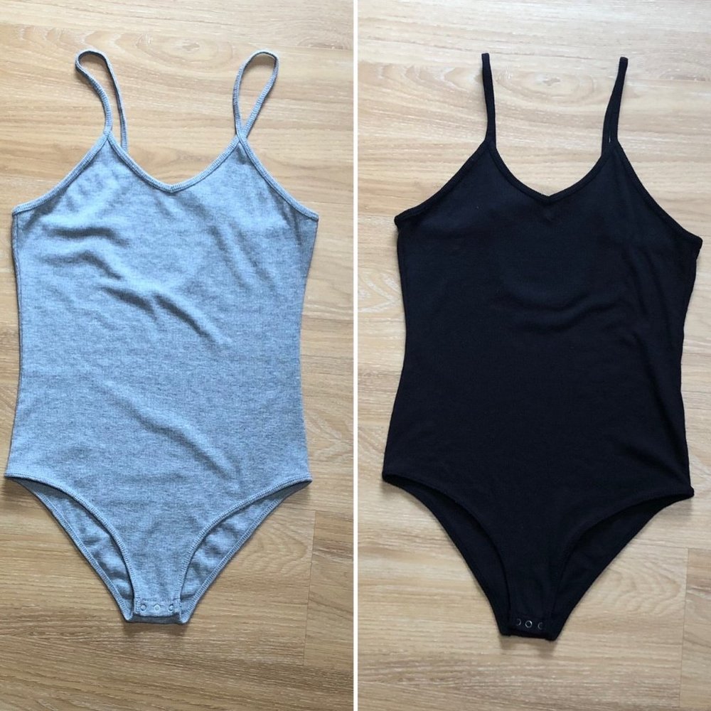 Weekend Soul Black Gray Bodysuit Tank M/L